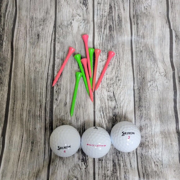 Ame & Lulu Golf Tee Pouch Bag Clip On Brown White Pink w/ Tees and Srixon Balls - Picture 6 of 6